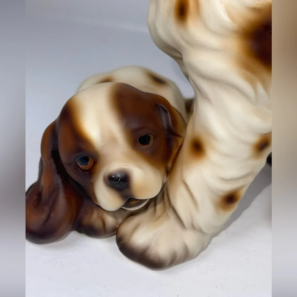 Harvey Knox Vintage rare all ceramic springer spaniel‎ dogs figurine-mid century